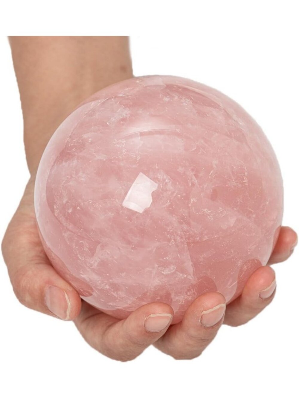 Large Natural Rose Quartz Crystal Sphere Ball for Healing & Meditation Decor
